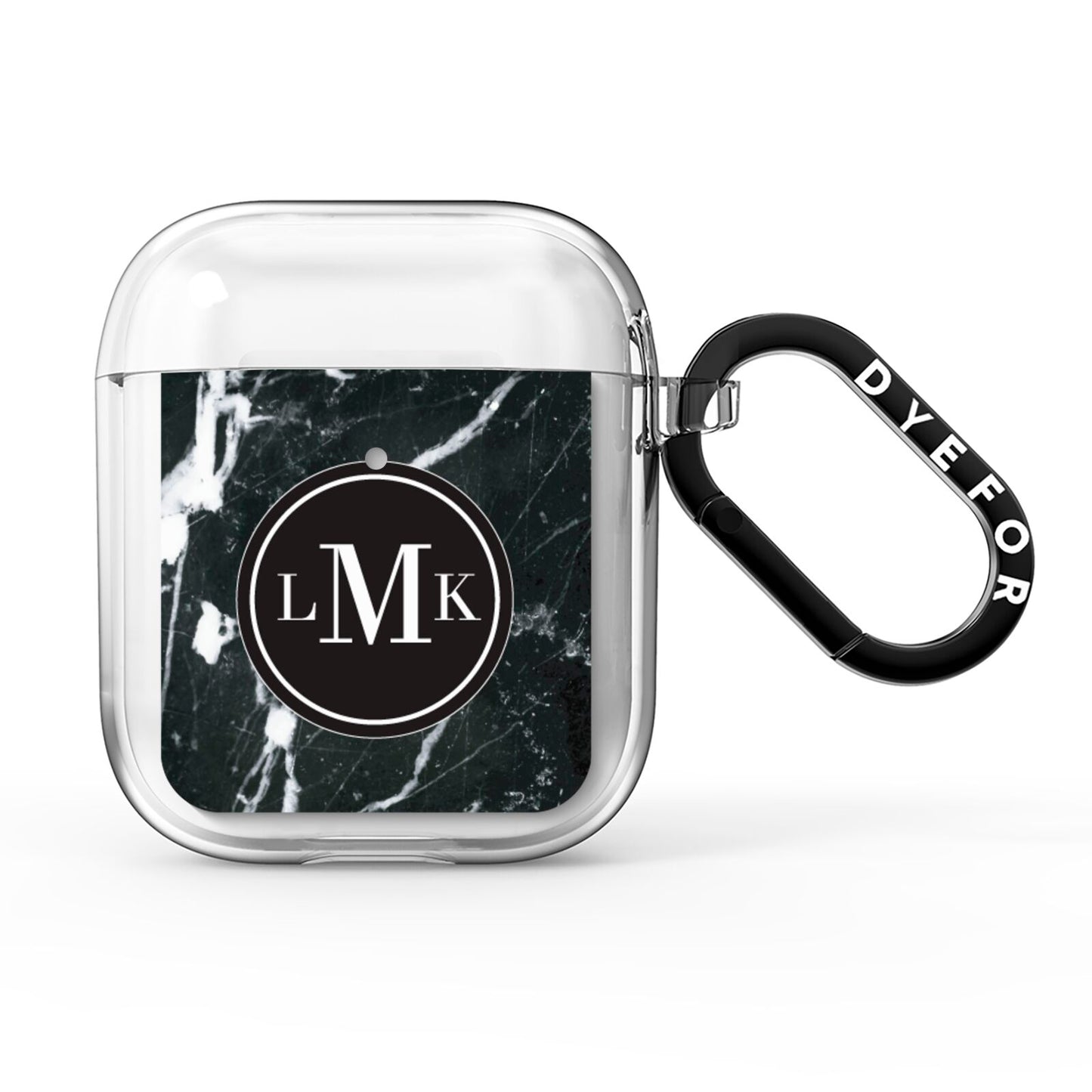 Marble Custom Initials Circle AirPods Clear Case
