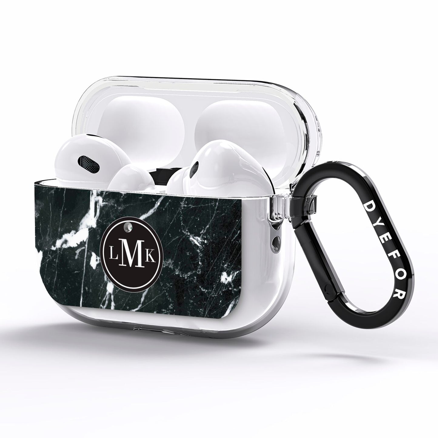 Marble Custom Initials Circle AirPods Pro Clear Case Side Image