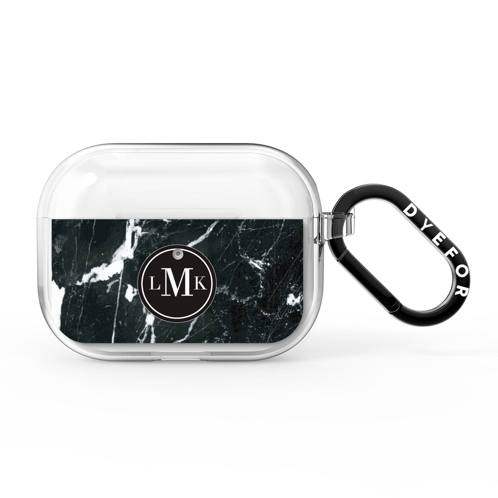 Marble Custom Initials Circle AirPods Pro Clear Case