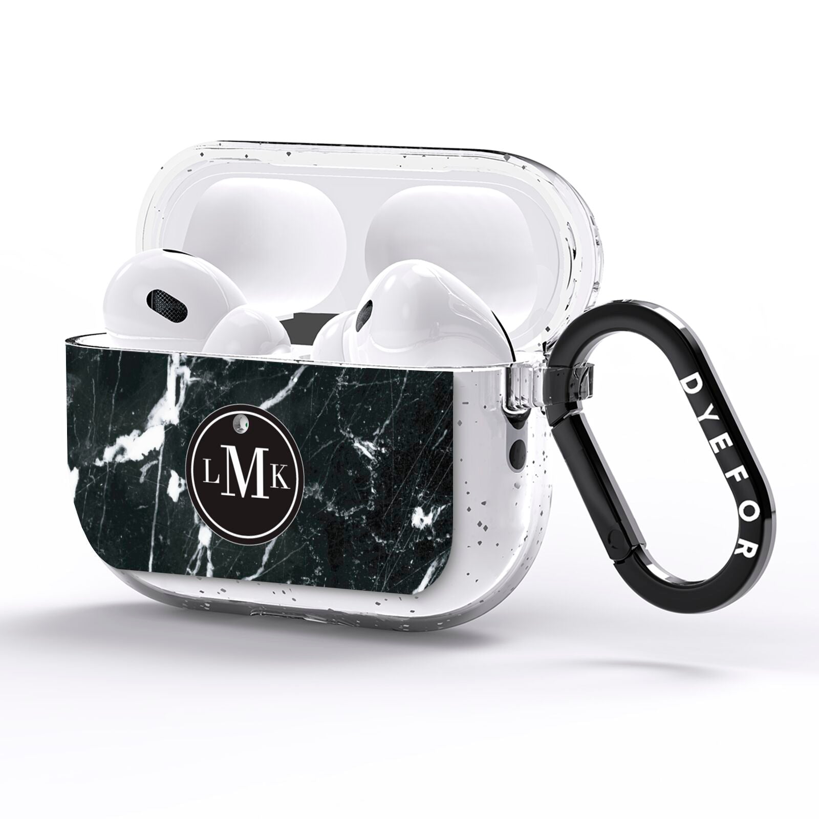 Marble Custom Initials Circle AirPods Pro Glitter Case Side Image