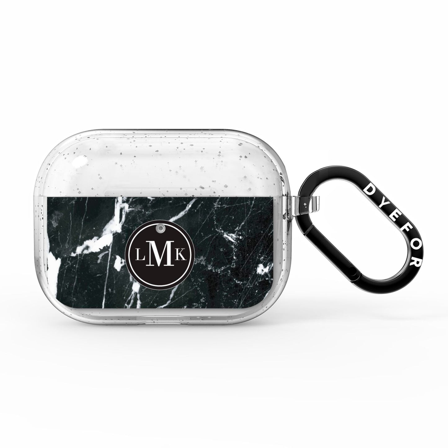 Marble Custom Initials Circle AirPods Pro Glitter Case