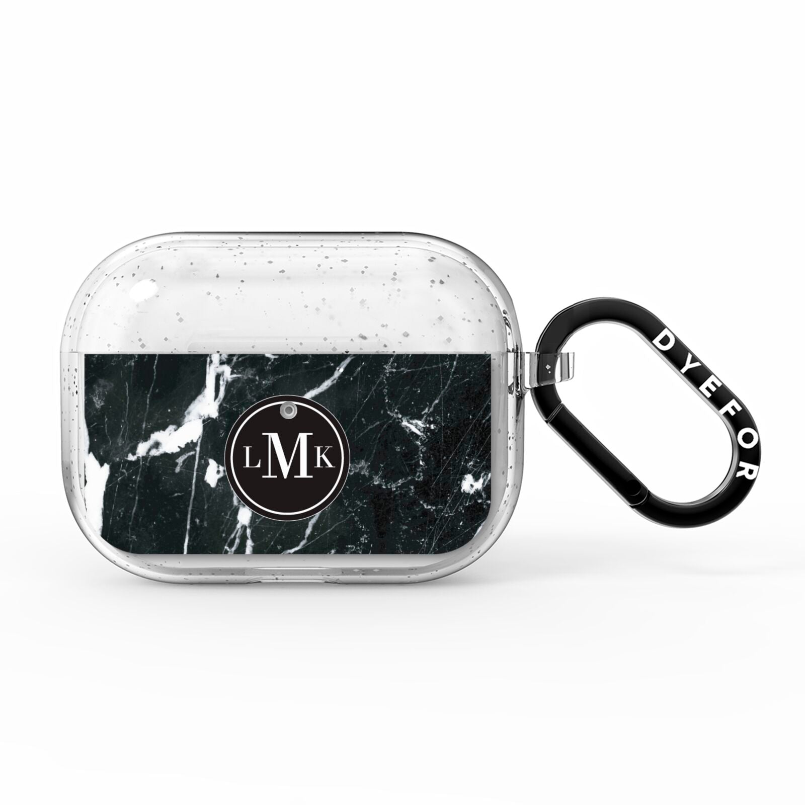 Marble Custom Initials Circle AirPods Pro Glitter Case
