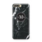 Marble Custom Initials Circle Huawei Y6 2018