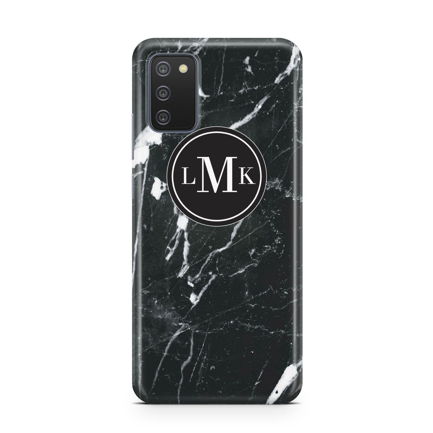 Marble Custom Initials Circle Samsung A02s Case