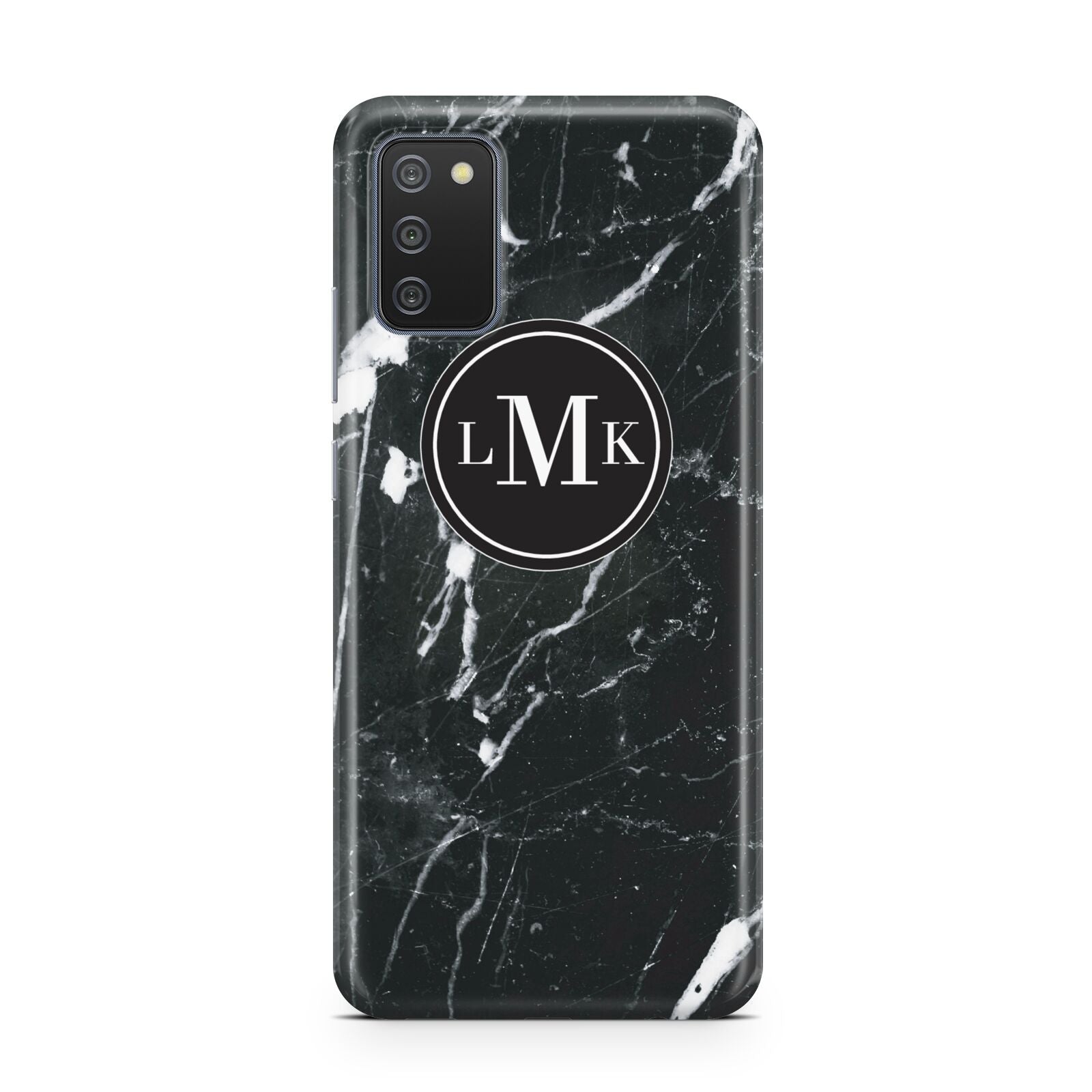 Marble Custom Initials Circle Samsung A02s Case