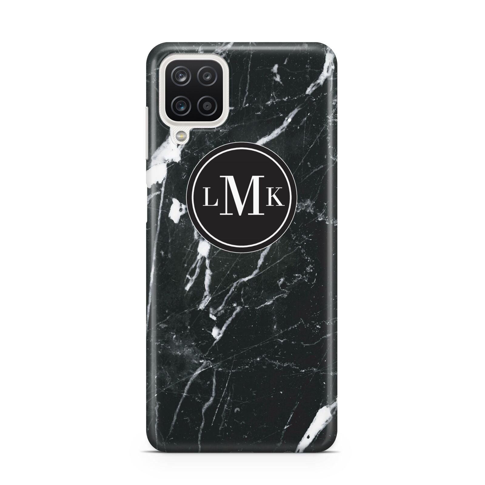 Marble Custom Initials Circle Samsung A12 Case