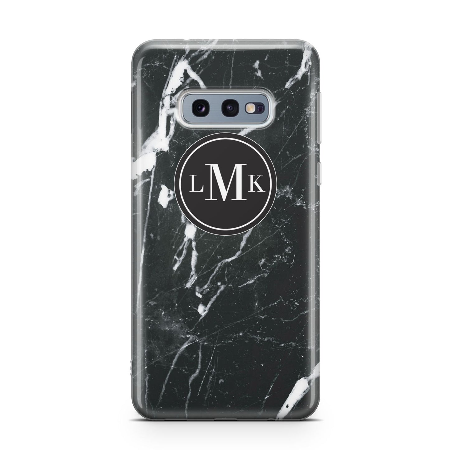 Marble Custom Initials Circle Samsung Galaxy S10E Case