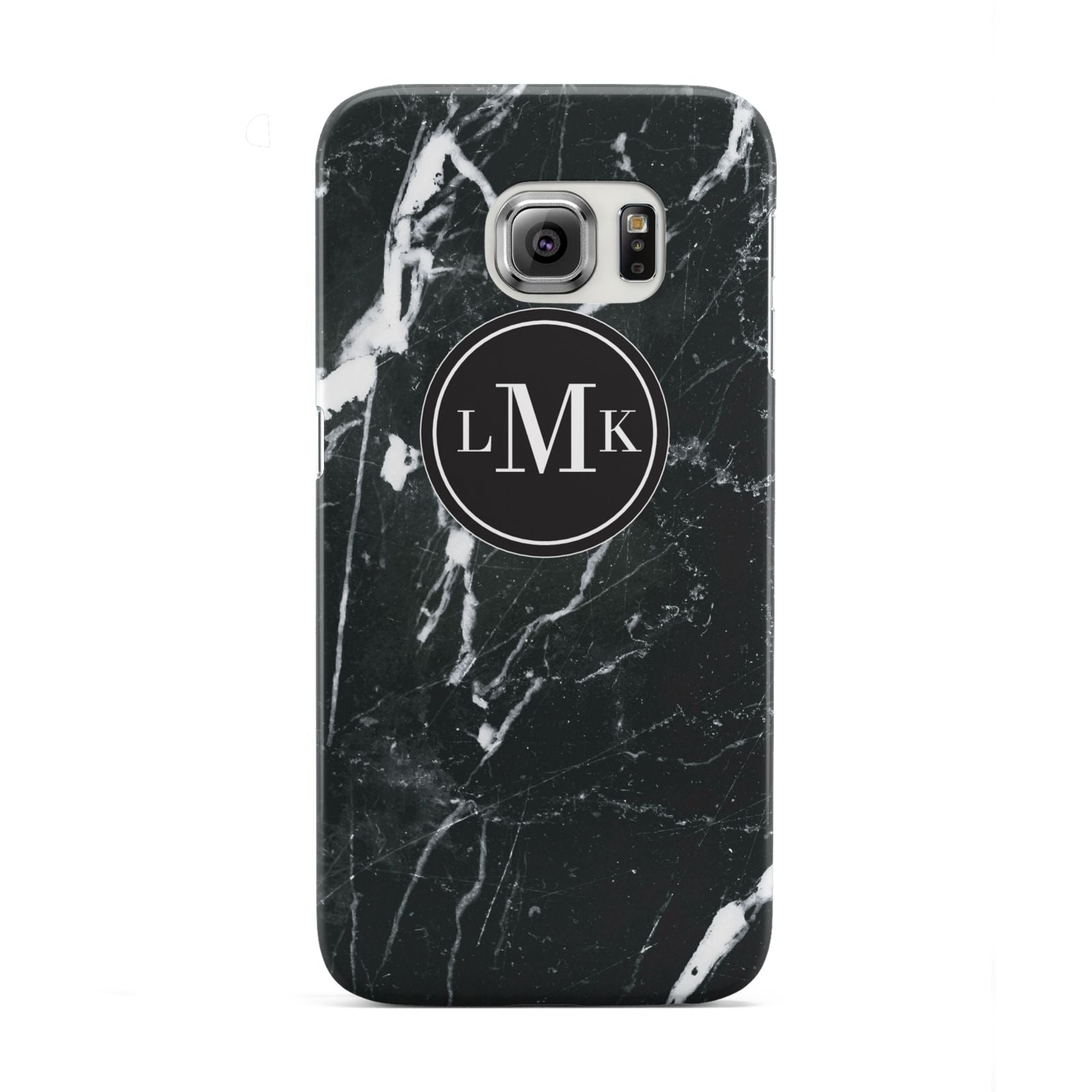 Marble Custom Initials Circle Samsung Galaxy S6 Edge Case