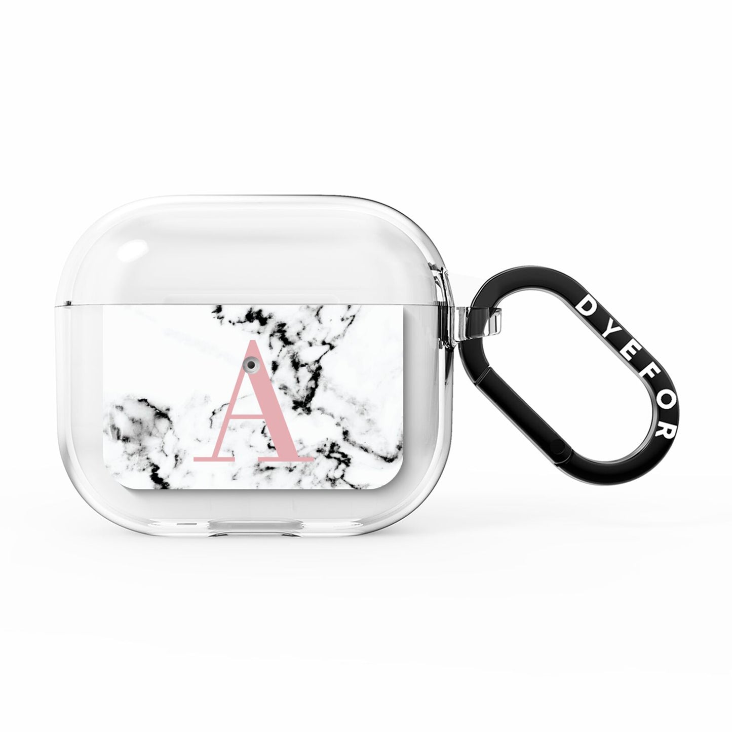 Marble Effect Pink Initial Personalised AirPods Clear Case 3rd Gen