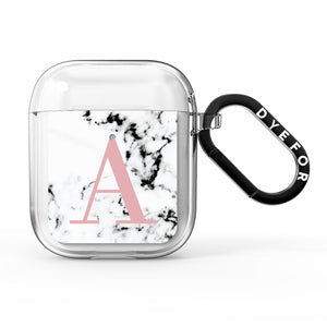 Marble Effect Pink Initial Personalised AirPods Case