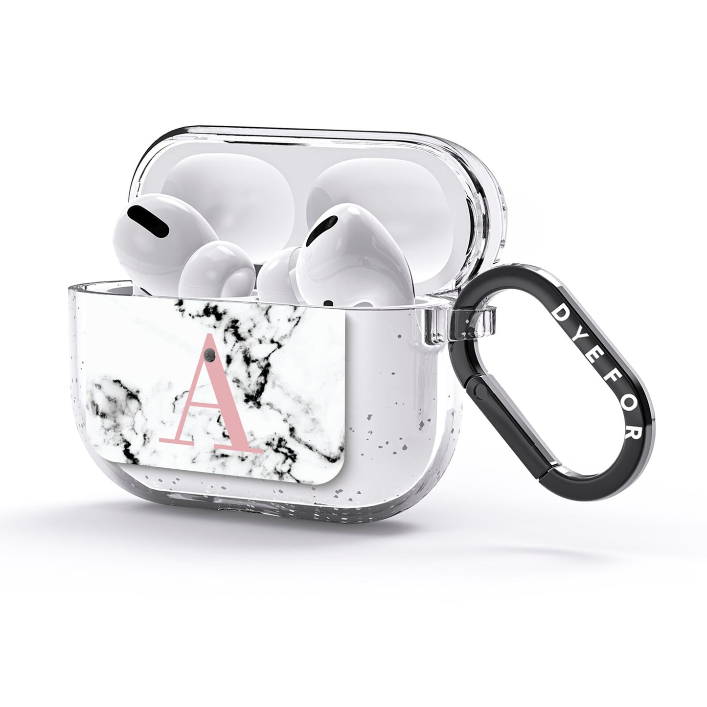 Marble Effect Pink Initial Personalised AirPods Glitter Case 3rd Gen Side Image