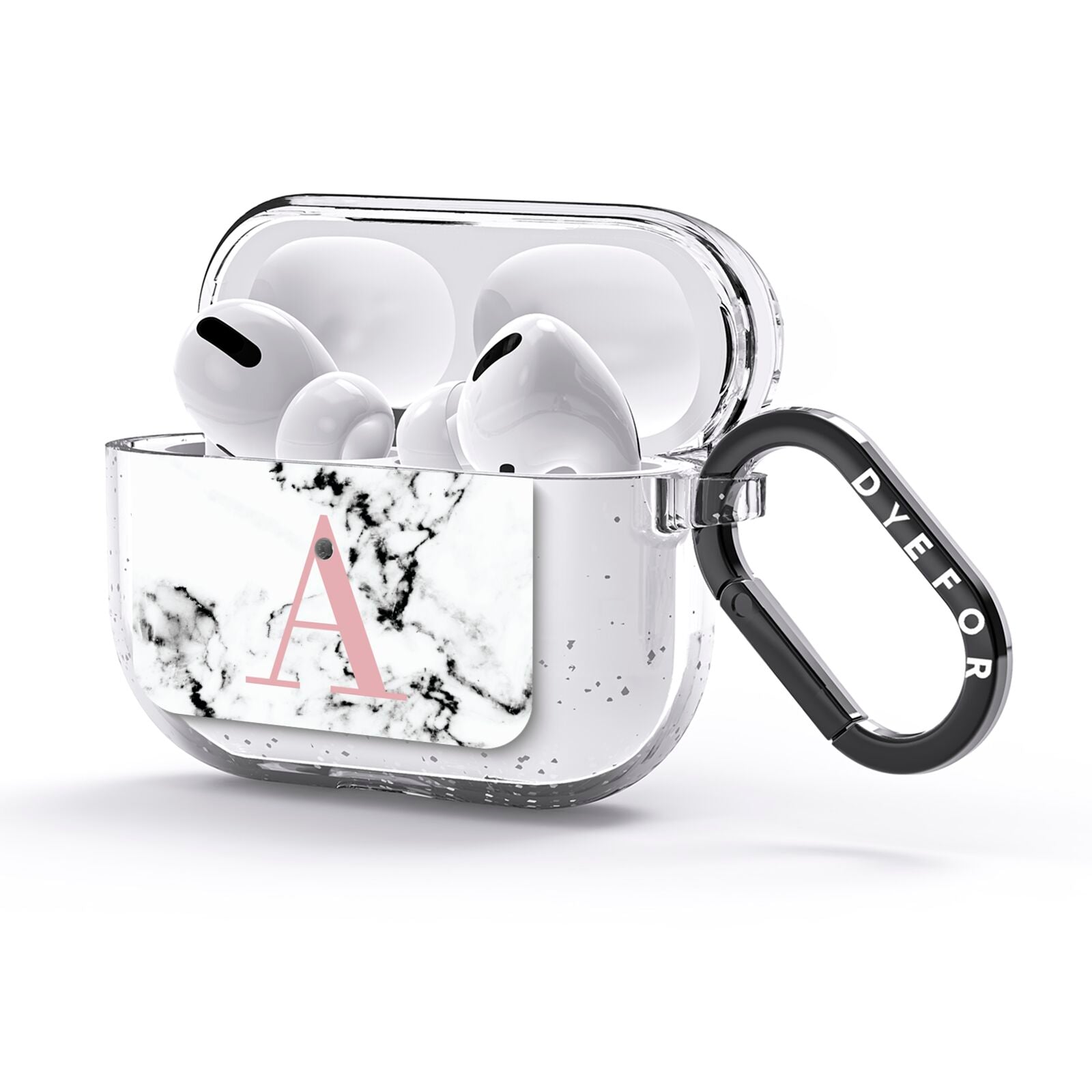 Marble Effect Pink Initial Personalised AirPods Glitter Case 3rd Gen Side Image