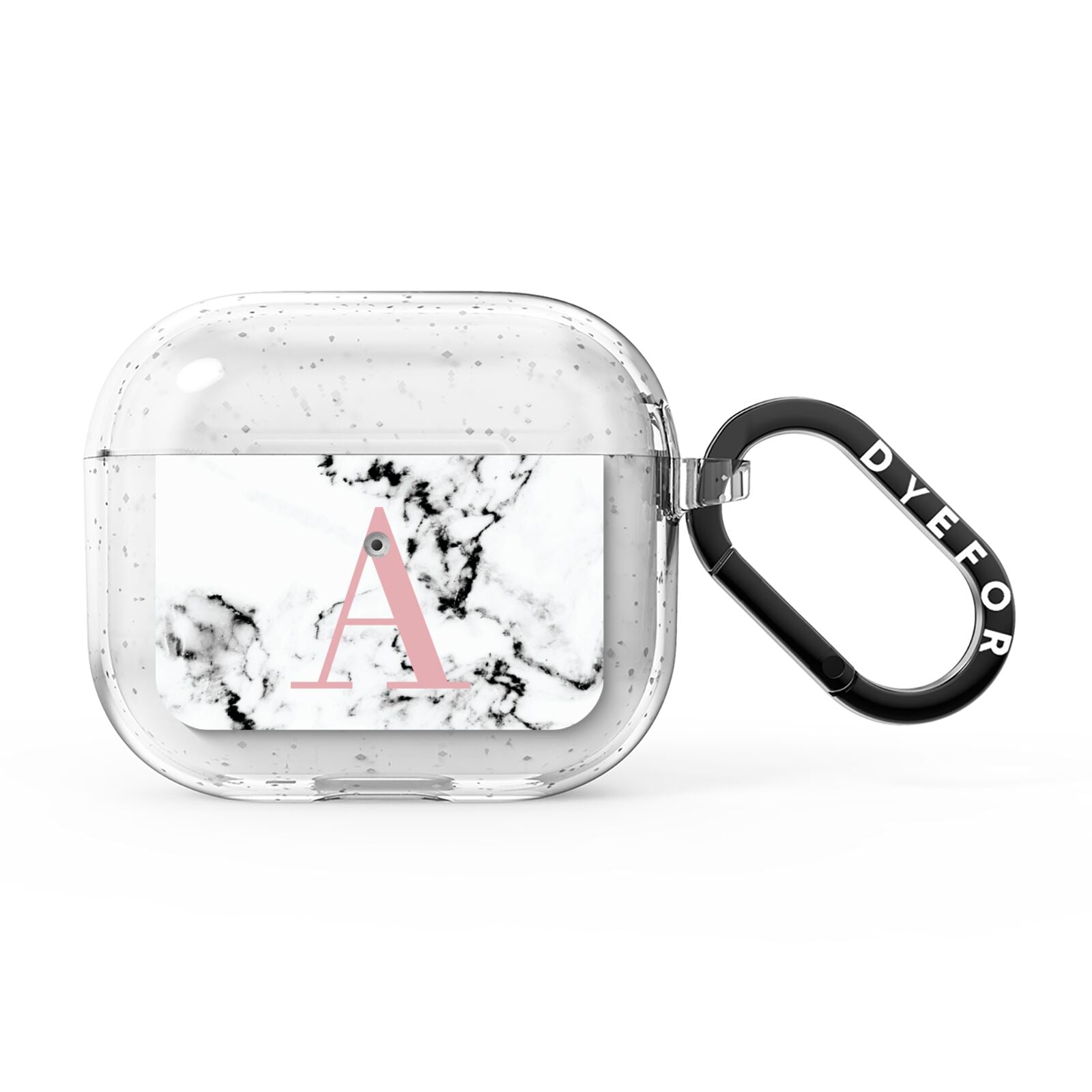 Marble Effect Pink Initial Personalised AirPods Glitter Case 3rd Gen