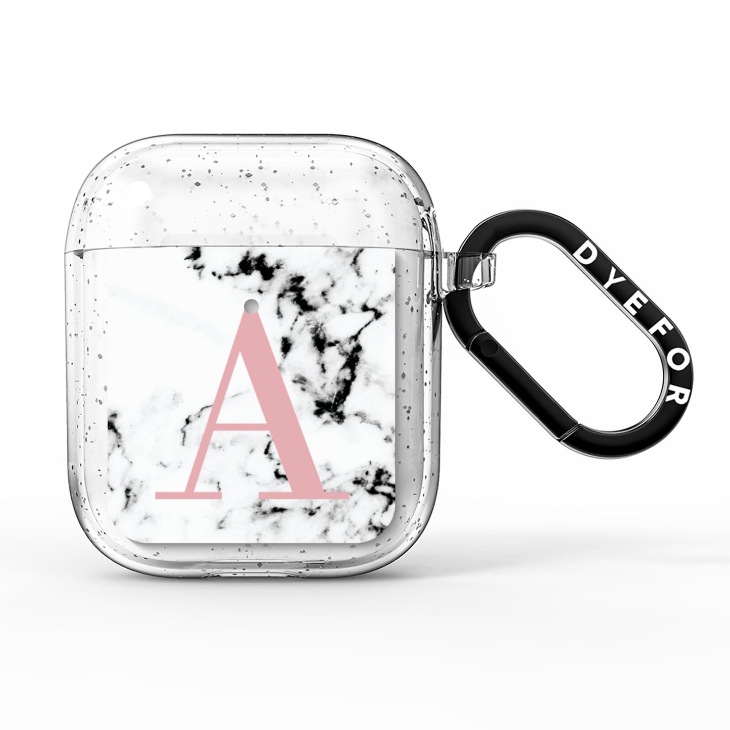 Marble Effect Pink Initial Personalised AirPods Glitter Case
