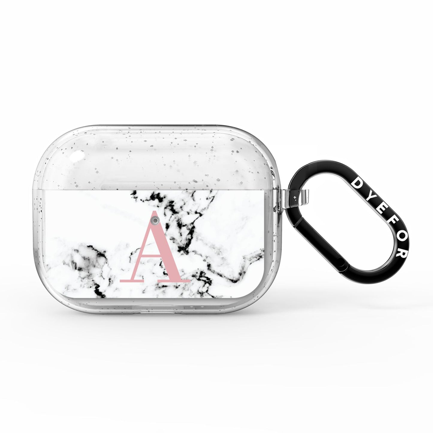 Marble Effect Pink Initial Personalised AirPods Pro Glitter Case