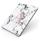 Marble Effect Pink Initial Personalised Apple iPad Case on Grey iPad Side View