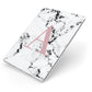 Marble Effect Pink Initial Personalised Apple iPad Case on Silver iPad Side View