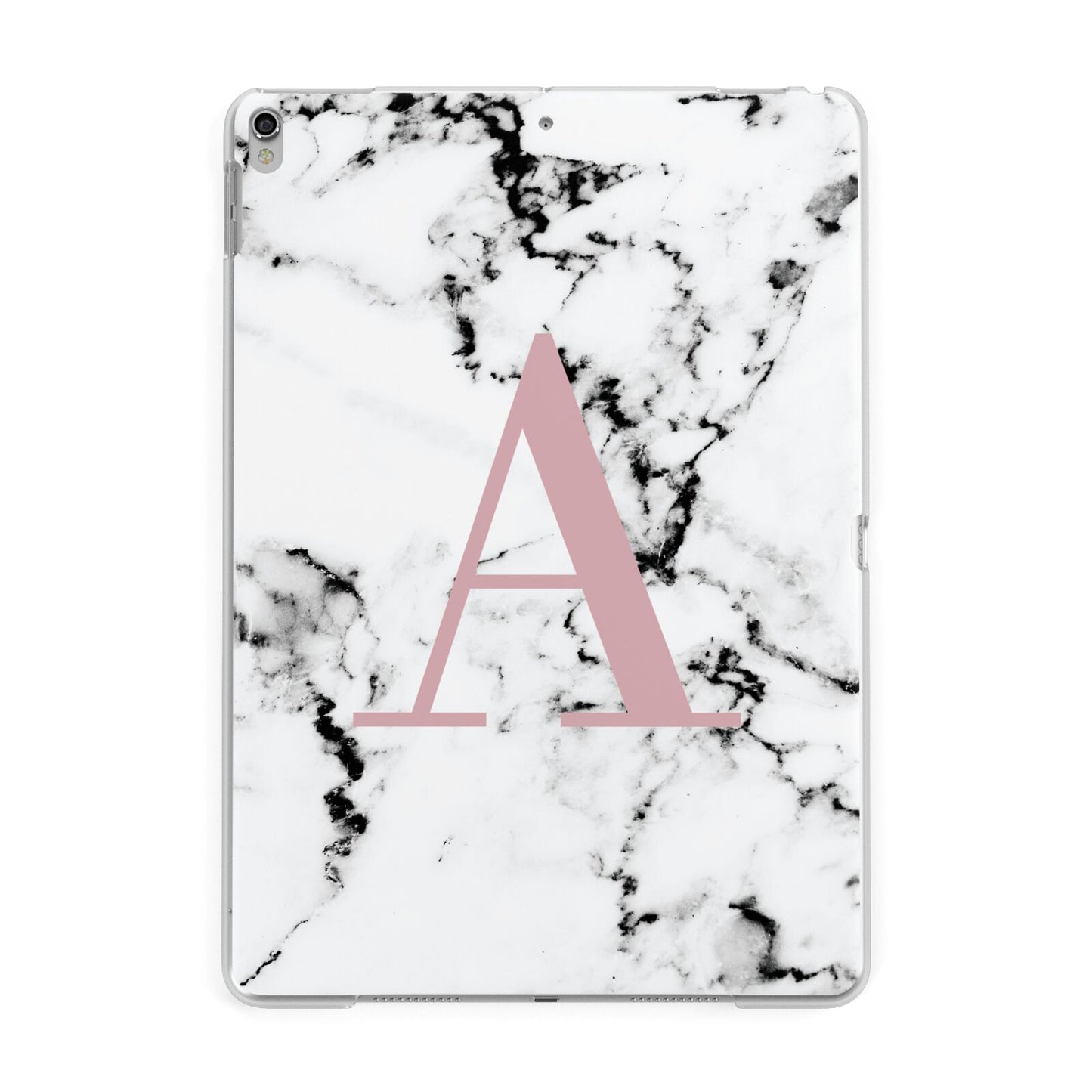 Marble Effect Pink Initial Personalised Apple iPad Silver Case
