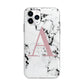 Marble Effect Pink Initial Personalised Apple iPhone 11 Pro Max in Silver with Bumper Case