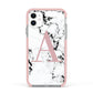 Marble Effect Pink Initial Personalised Apple iPhone 11 in White with Pink Impact Case