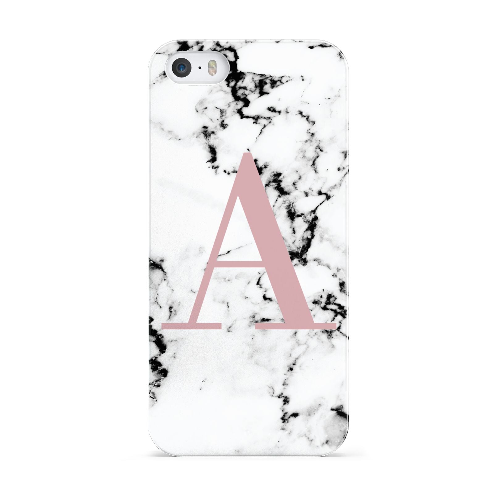 Marble Effect Pink Initial Personalised Apple iPhone 5 Case