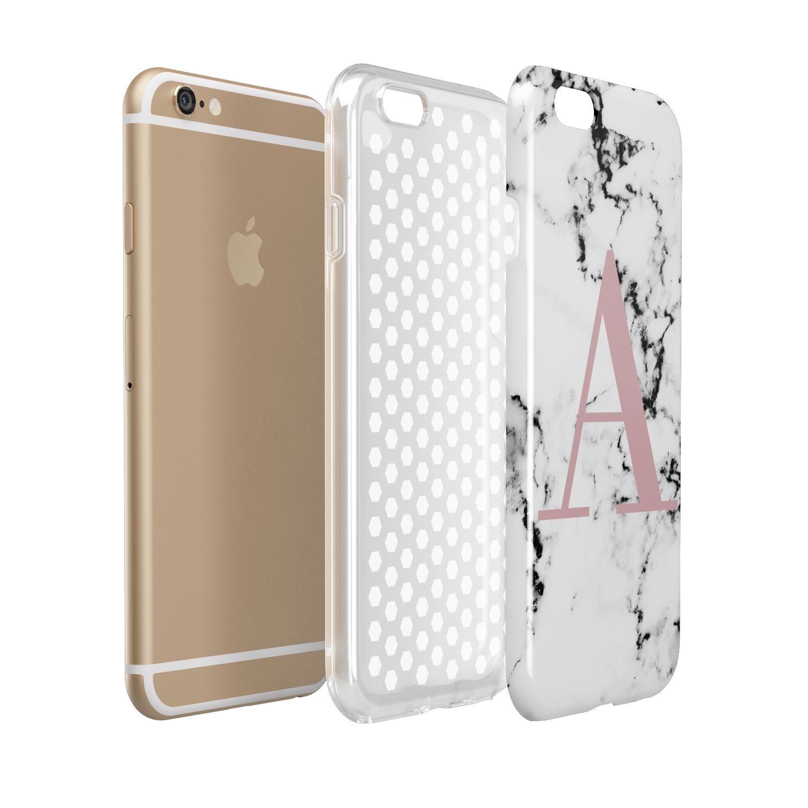 Marble Effect Pink Initial Personalised Apple iPhone 6 3D Tough Case Expanded view
