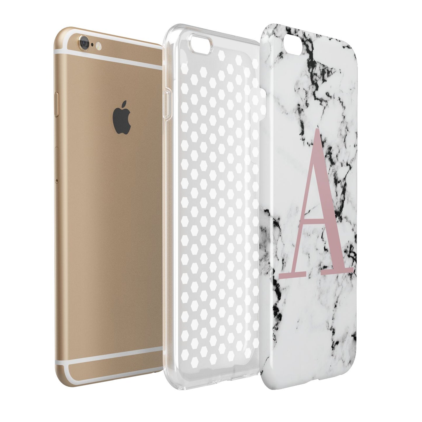 Marble Effect Pink Initial Personalised Apple iPhone 6 Plus 3D Tough Case Expand Detail Image