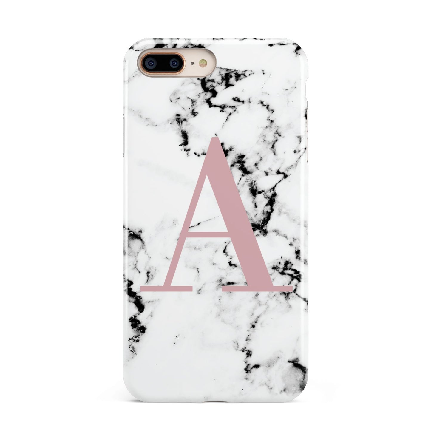 Marble Effect Pink Initial Personalised Apple iPhone 7 8 Plus 3D Tough Case