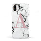 Marble Effect Pink Initial Personalised Apple iPhone XS 3D Tough