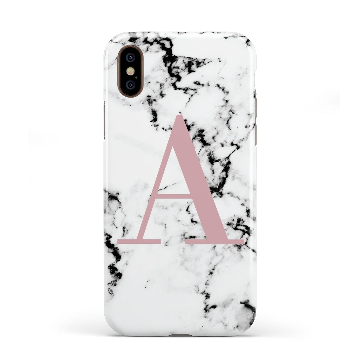Marble Effect Pink Initial Personalised Apple iPhone XS 3D Tough