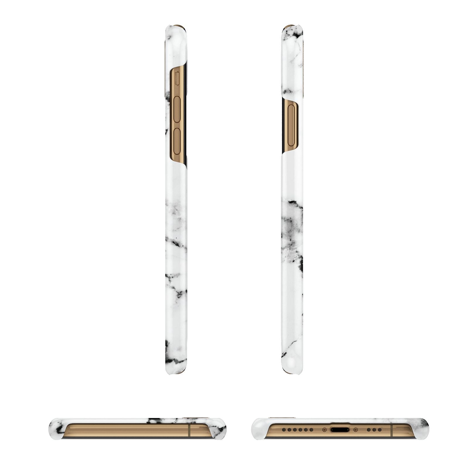 Marble Effect Pink Initial Personalised Apple iPhone Xs 3D Wrap Snap Case Angled Images