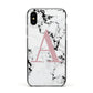 Marble Effect Pink Initial Personalised Apple iPhone Xs Impact Case Black Edge on Black Phone
