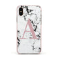 Marble Effect Pink Initial Personalised Apple iPhone Xs Impact Case Pink Edge on Gold Phone