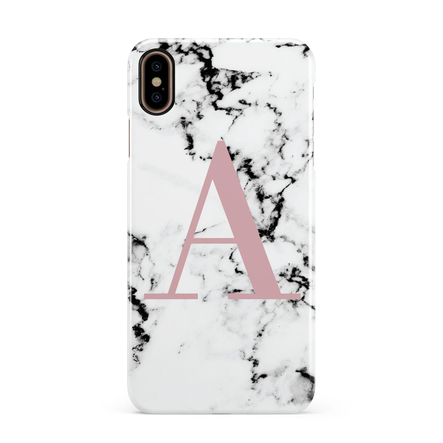 Marble Effect Pink Initial Personalised Apple iPhone Xs Max 3D Snap Case