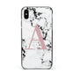 Marble Effect Pink Initial Personalised Apple iPhone Xs Max Impact Case Black Edge on Black Phone