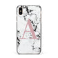 Marble Effect Pink Initial Personalised Apple iPhone Xs Max Impact Case Black Edge on Gold Phone