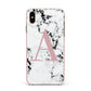 Marble Effect Pink Initial Personalised Apple iPhone Xs Max Impact Case Pink Edge on Gold Phone