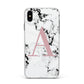 Marble Effect Pink Initial Personalised Apple iPhone Xs Max Impact Case White Edge on Black Phone