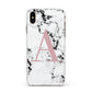 Marble Effect Pink Initial Personalised Apple iPhone Xs Max Impact Case White Edge on Gold Phone