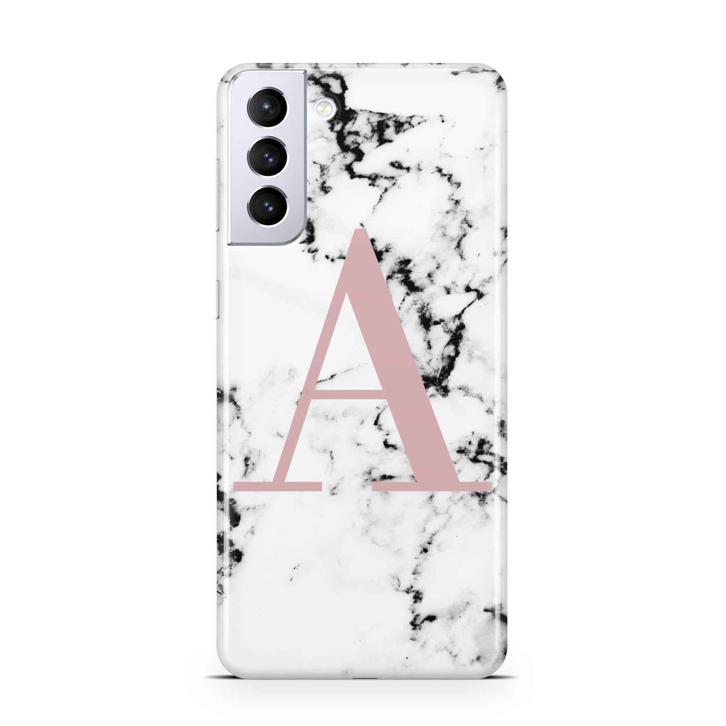 Marble Effect Pink Initial Personalised Samsung S21 Plus Phone Case