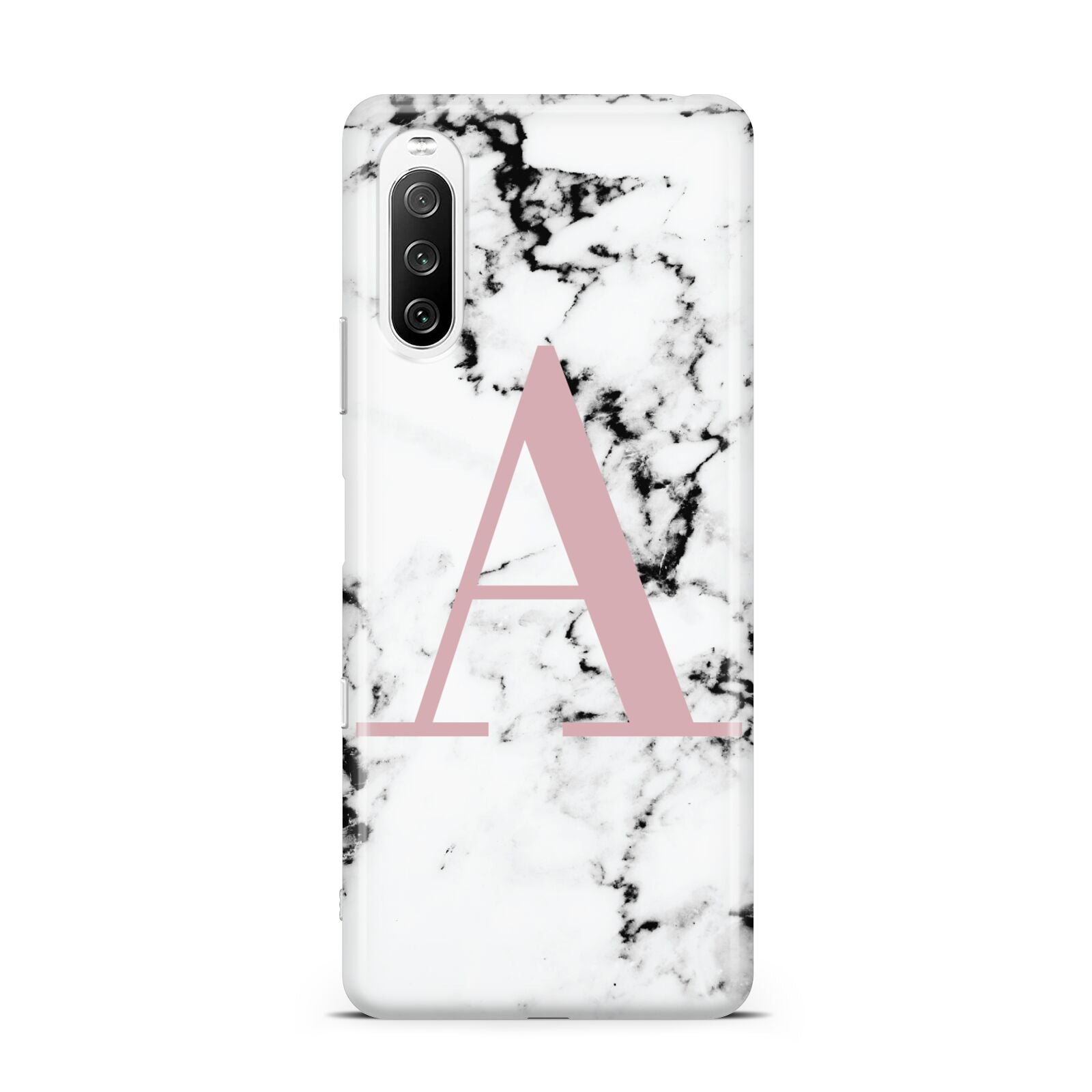 Marble Effect Pink Initial Personalised Sony Xperia 10 III Case