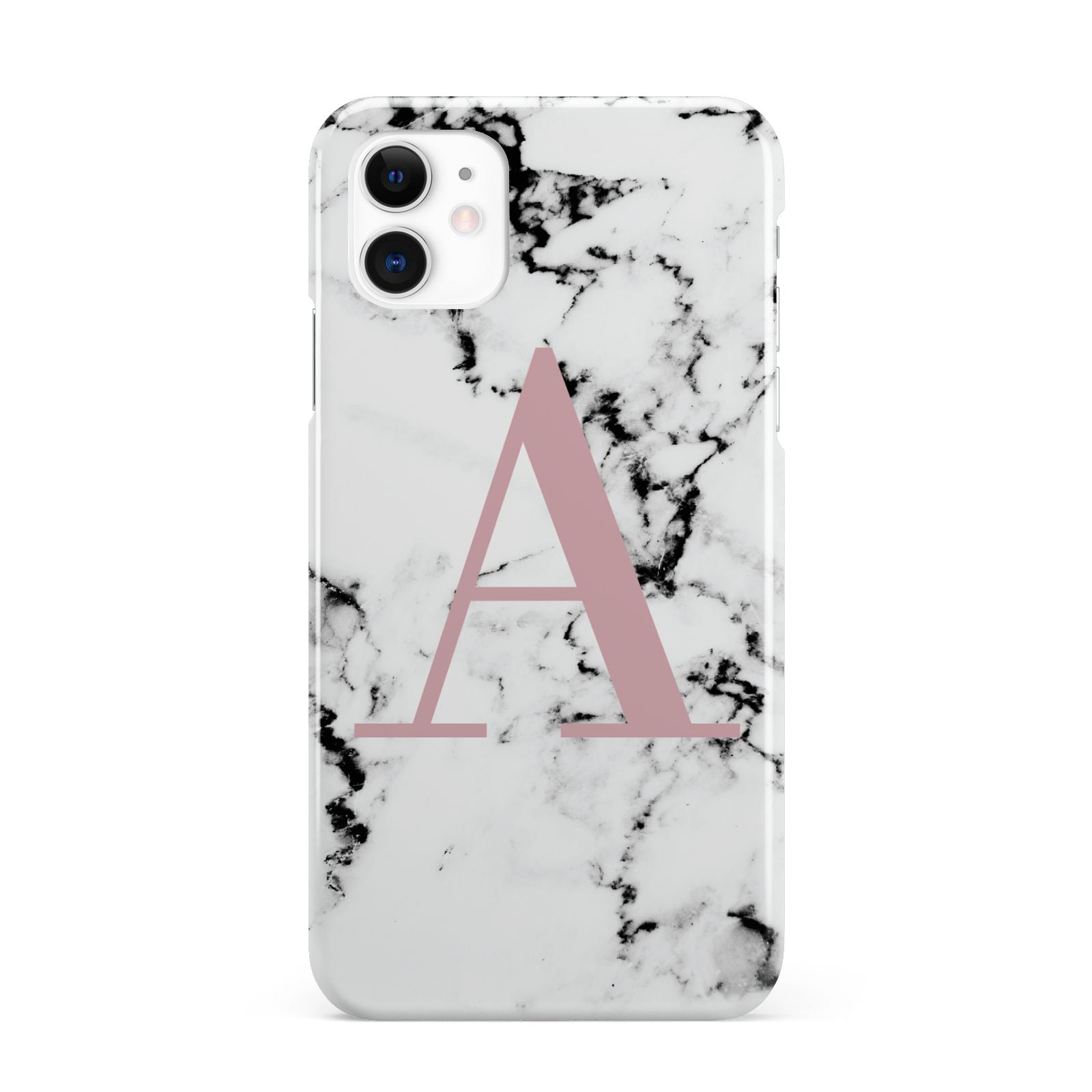 Marble Effect Pink Initial Personalised iPhone 11 3D Snap Case