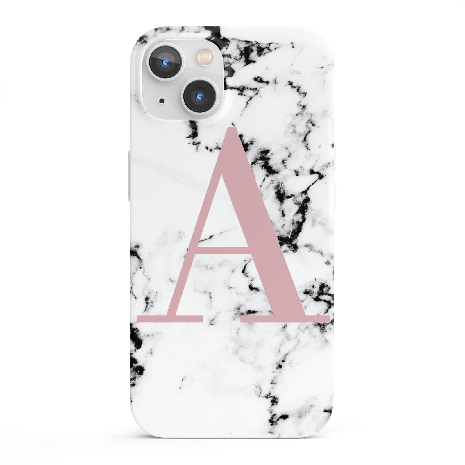 Marble Effect Pink Initial Personalised iPhone 13 Full Wrap 3D Snap Case