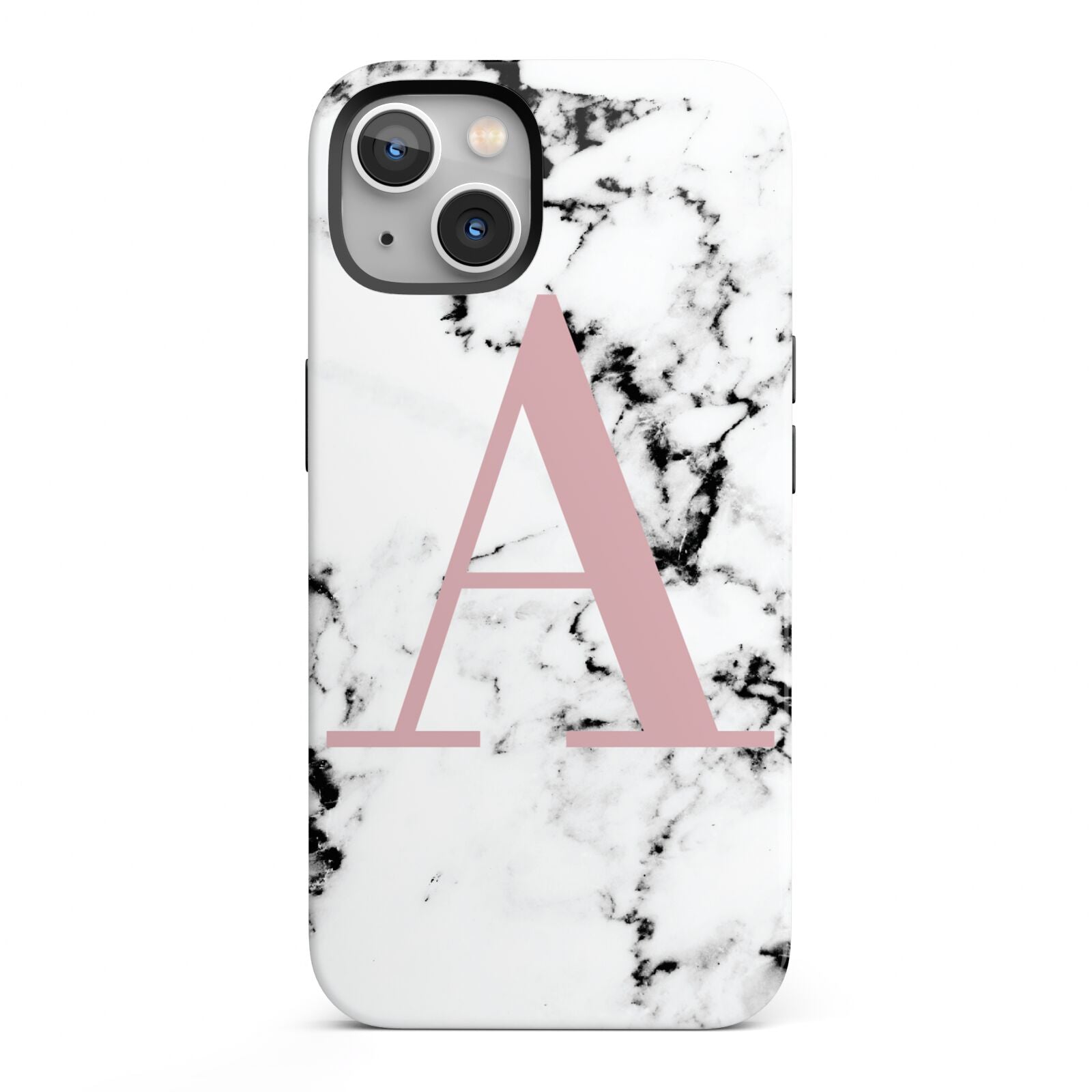 Marble Effect Pink Initial Personalised iPhone 13 Full Wrap 3D Tough Case