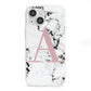 Marble Effect Pink Initial Personalised iPhone 13 Mini Clear Bumper Case