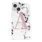 Marble Effect Pink Initial Personalised iPhone 13 Mini Full Wrap 3D Snap Case