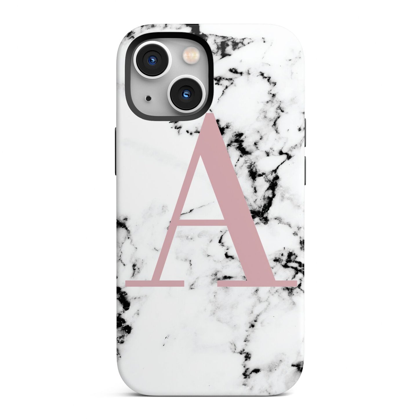 Marble Effect Pink Initial Personalised iPhone 13 Mini Full Wrap 3D Tough Case
