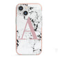 Marble Effect Pink Initial Personalised iPhone 13 Mini TPU Impact Case with Pink Edges
