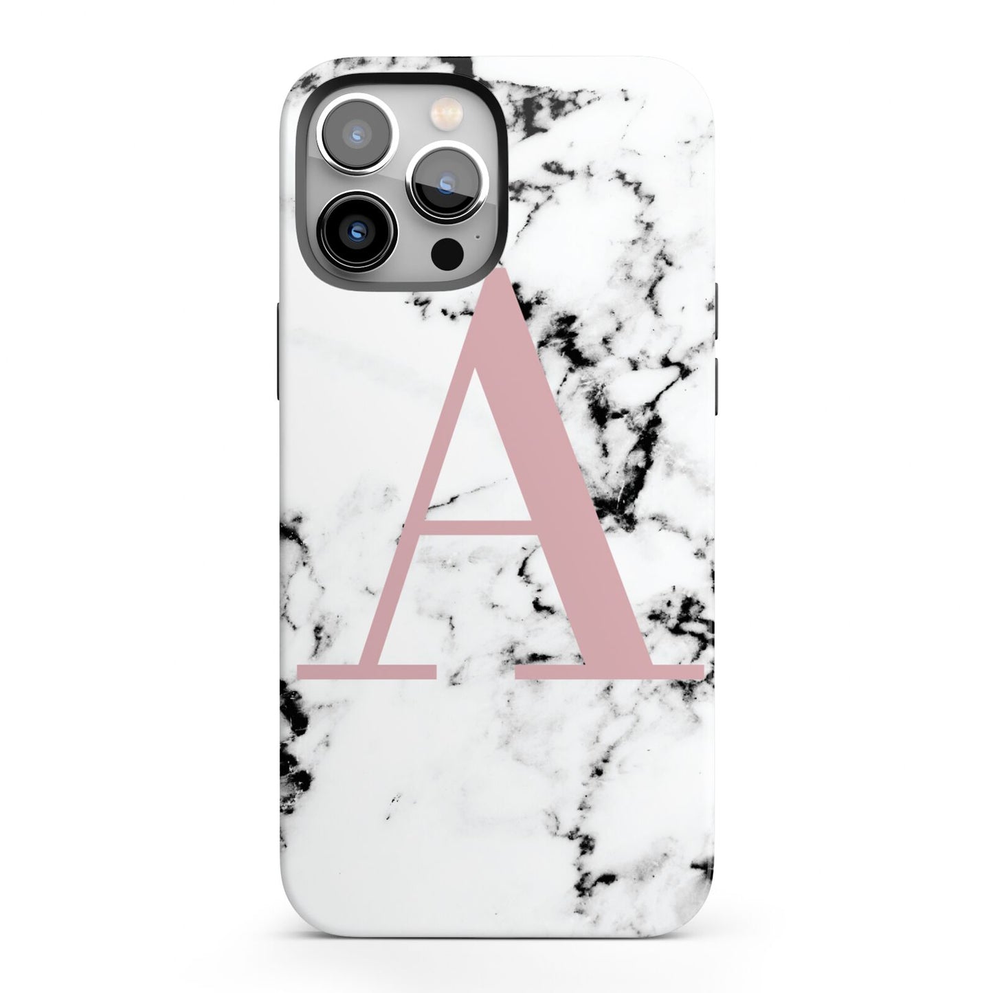 Marble Effect Pink Initial Personalised iPhone 13 Pro Max Full Wrap 3D Tough Case