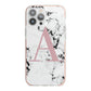 Marble Effect Pink Initial Personalised iPhone 13 Pro Max TPU Impact Case with Pink Edges
